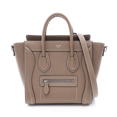 セリーヌ CELINE ラゲージ ナノショッパー 2WAY ハンドバッグ バッグ レザー レディース ベージュ系 【中古】