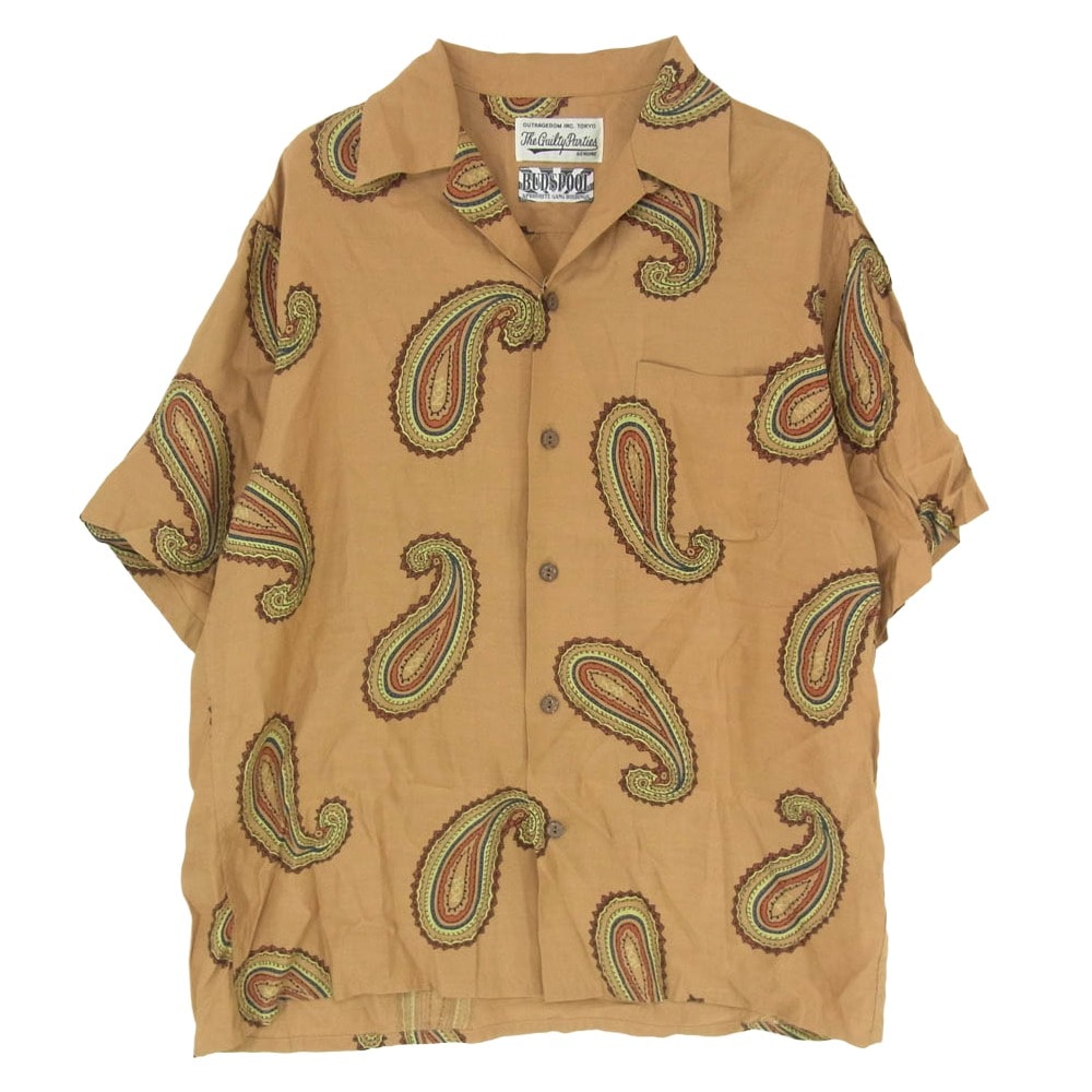 WACKO MARIA ワコマリア 半袖シャツ 21SS BUDSPOOL HAWAIIAN SHIRT バッズプール ハワイアン 舐達麻 ペイズリー柄 オープンカラー 半袖シャツ ブラウン系 M【中古】