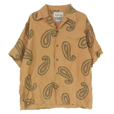 WACKO MARIA ワコマリア 半袖シャツ 21SS BUDSPOOL HAWAIIAN SHIRT バッズプール ハワイアン 舐達麻 ペイズリー柄 オープンカラー 半袖シャツ ブラウン系 M【中古】