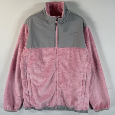 古着 ザ・ノースフェイス THE NORTH FACE フルジップフリースジャケット デナリ ツートン ワンポイントロゴ刺繍 XL ピンク キッズ