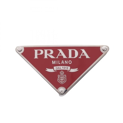 プラダ PRADA トライアングルロゴ ベルトバックル アクセサリー メタル メンズ レディース ボルドー系 / シルバー系 【中古】
