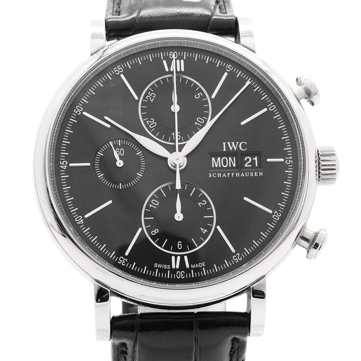 ★最終価格★SALE【6whe0369】IWC アイダブリューシー シャフハウゼン ポートフィノ クロノグラフ IW391029 黒文字盤【中古】腕時計 メンズ