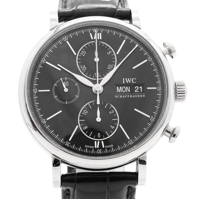 ★最終価格★SALE【6whe0369】IWC アイダブリューシー シャフハウゼン ポートフィノ クロノグラフ IW391029 黒文字盤【中古】腕時計 メンズ