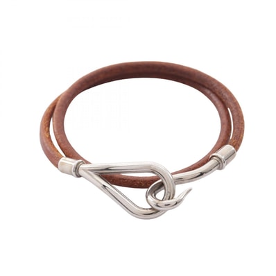 エルメス HERMES ジャンボチョーカー ブレスレット アクセサリー レザー メタル レディース ブラウン系 【中古】