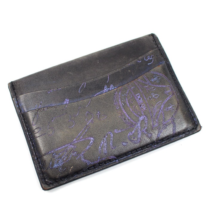 Berluti ベルルッティ カリグラフィ バンブー ネオ スクリットレザー カードケース パープル メンズ【中古】