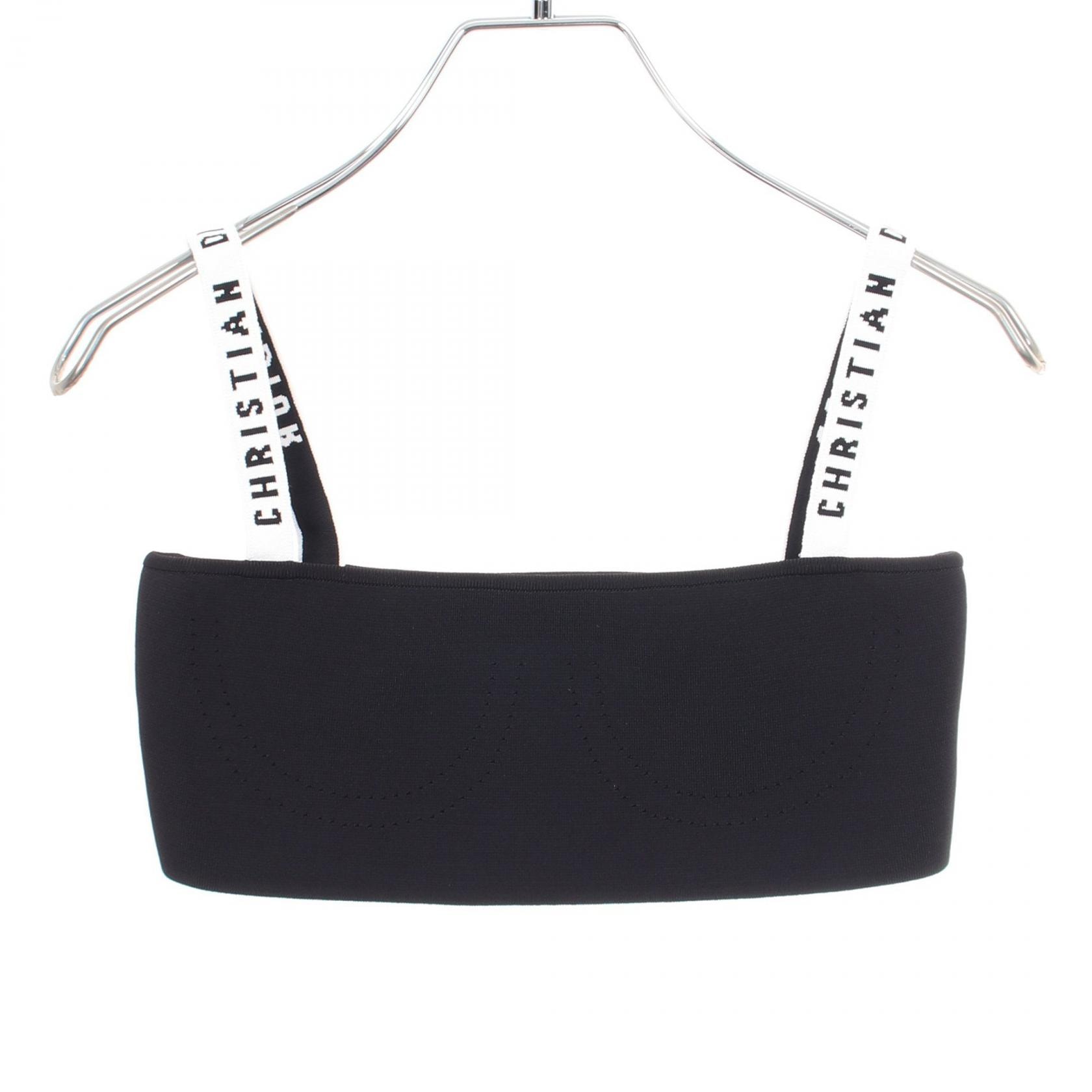 ディオール Dior ロゴ ニット ベアトップ チューブトップ 衣料品 トップス レーヨン レディース ブラック系 / ホワイト系 【中古】