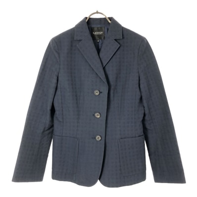 LANVIN LA COLLECTION ランバンコレクション 日本製 格子柄 長袖 テーラードジャケット 38 ネイビー