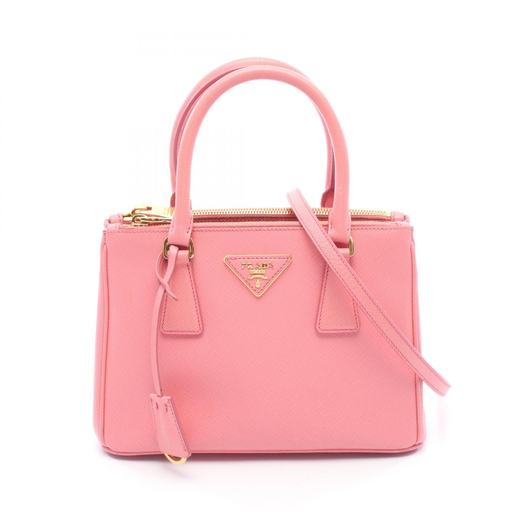 プラダ PRADA SAFFIANO LUX ガレリア ハンドバッグ バッグ サフィアーノレザー レディース ピンク系 1BA896 【中古】