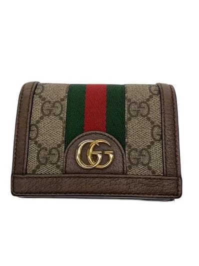GUCCI GG Supreme Ophidia GG Card Case Wallet "Beige/Ebony"