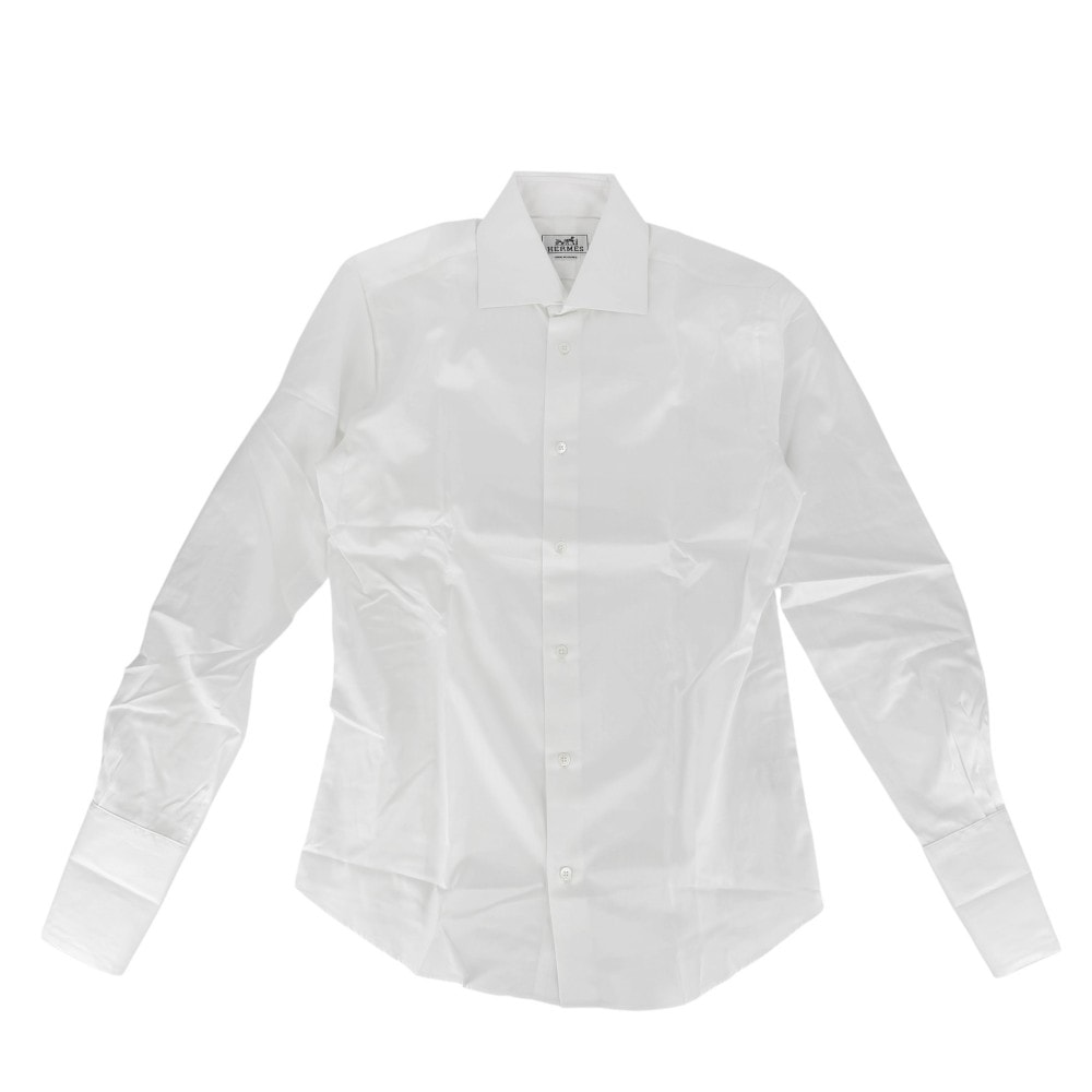HERMES エルメス 長袖シャツ Yシャツ トップス シンプル 38サイズ 洋服 アパレル ホワイト 白 コットン    メンズ【中古品】
