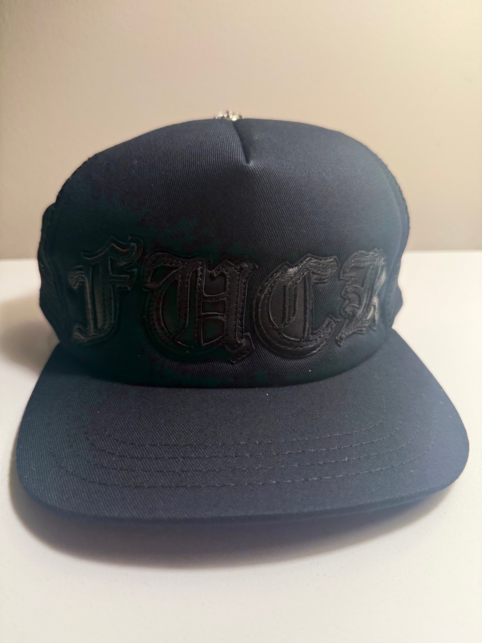 Chrome Hearts Fuck Leather Patch Trucker Cap "Black/White"
