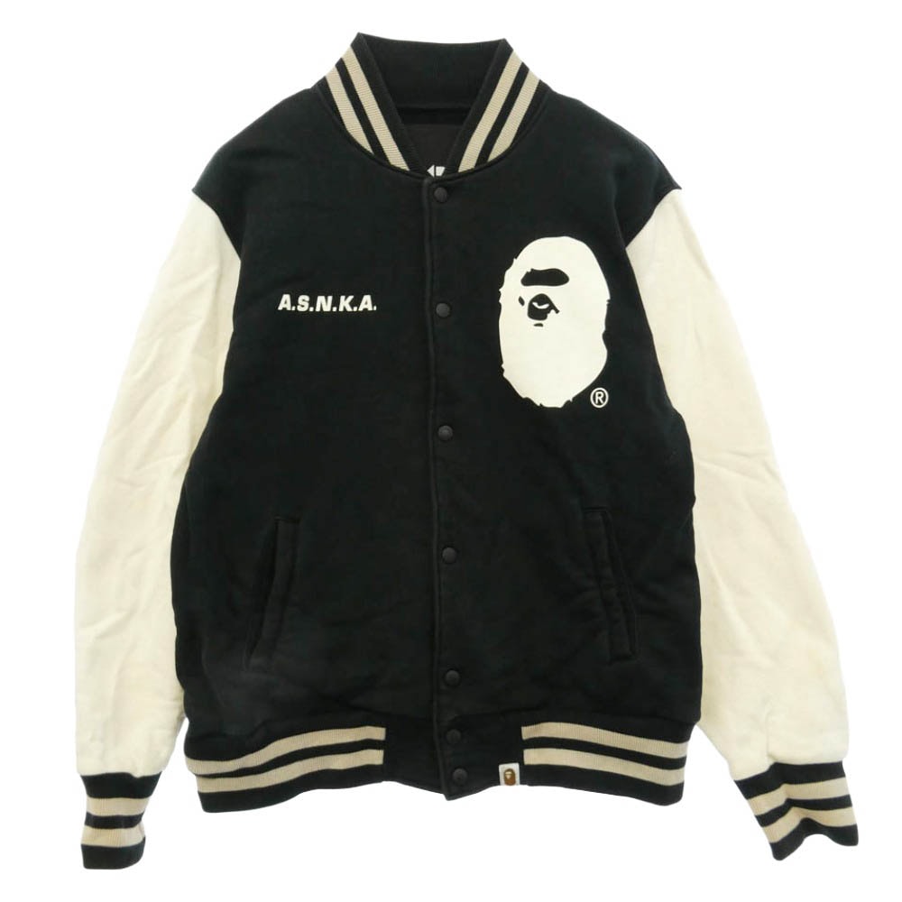 A BATHING APE アベイシングエイプ A,S,N,K,A ロゴ A  00s コットン スタジャン ジャケット ブラック系 M【中古】