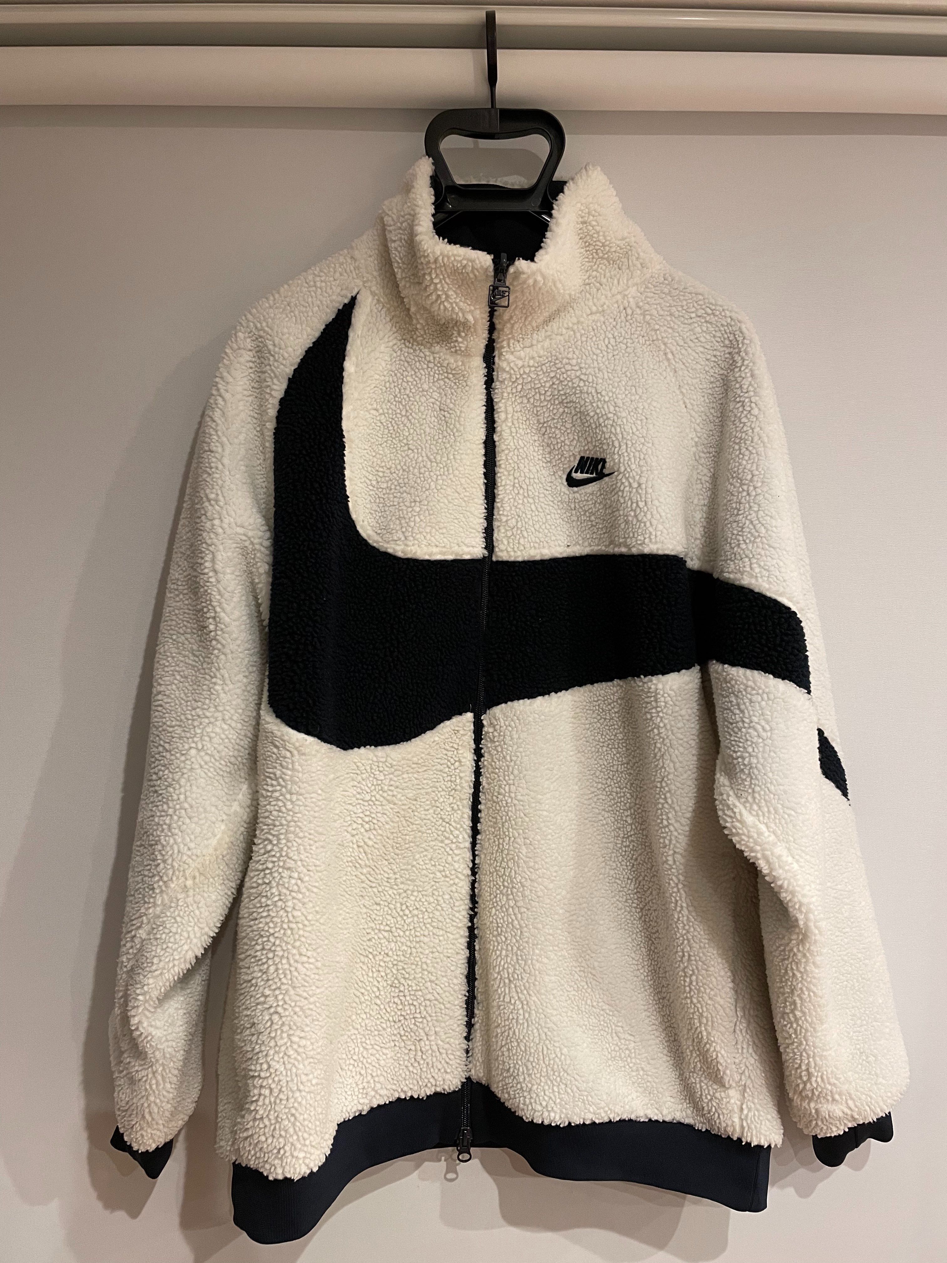 Nike Big Swoosh Reversible Boa Jacket "Sail/Dark Obsidian"