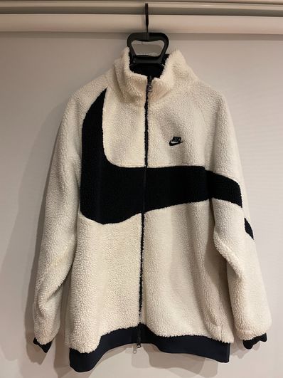 Nike Big Swoosh Reversible Boa Jacket "Sail/Dark Obsidian"