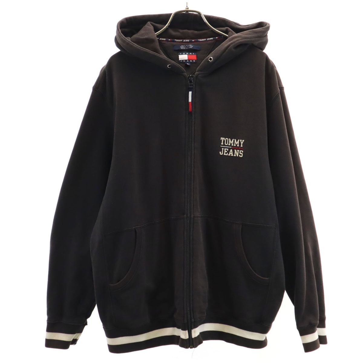 TOMMY HILFIGER トミーヒルフィガー 長袖 スウェット ジップパーカー M ブラック