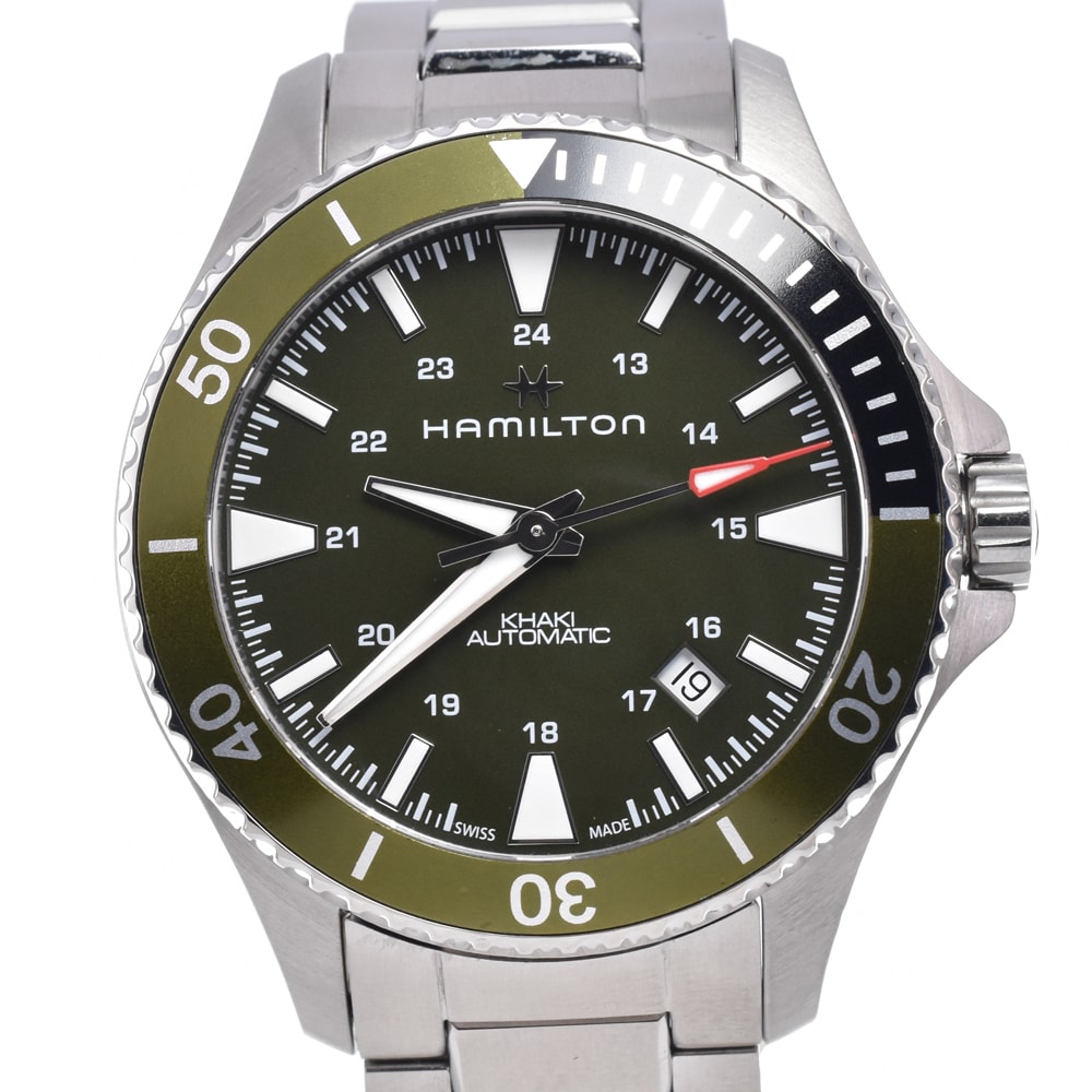 ハミルトン HAMILTON H823751 カーキ ネイビー グリーン 自動巻き メンズ 美品 腕時計 D#149778