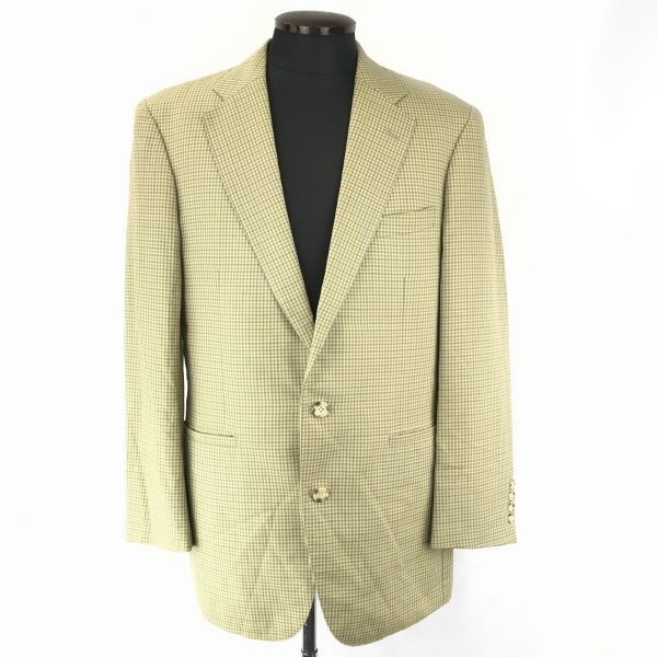 日本製★ラルフローレン★チェック柄ブレザー/テーラードジャケット【メンズL/ベージュ】シングルベント/CHAPS RALPH LAUREN◆BC486