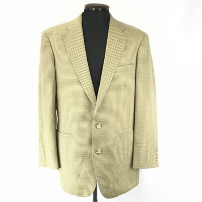 日本製★ラルフローレン★チェック柄ブレザー/テーラードジャケット【メンズL/ベージュ】シングルベント/CHAPS RALPH LAUREN◆BC486