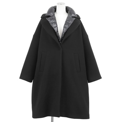 【未使用】Herno Resort ヘルノ リゾート ダウンコンビコート サイズ 42 レディース ロゴ ボタン 3WAY デタッチャブル ダウンライナー取外可 防寒 アウター ライナー付属 ブラック 黒 イタリア製