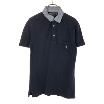Polo by Ralph Lauren ポロバイラルフローレン ロゴ刺繍 半袖 ポロシャツ XS ネイビー 鹿の子地