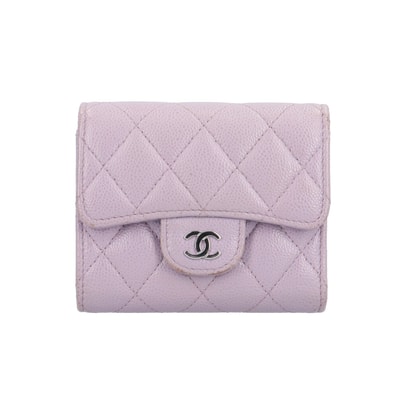 シャネル クラシック スモール フラップ ウォレット マトラッセ 三つ折り財布 キャビアスキン レディース CHANEL 中古