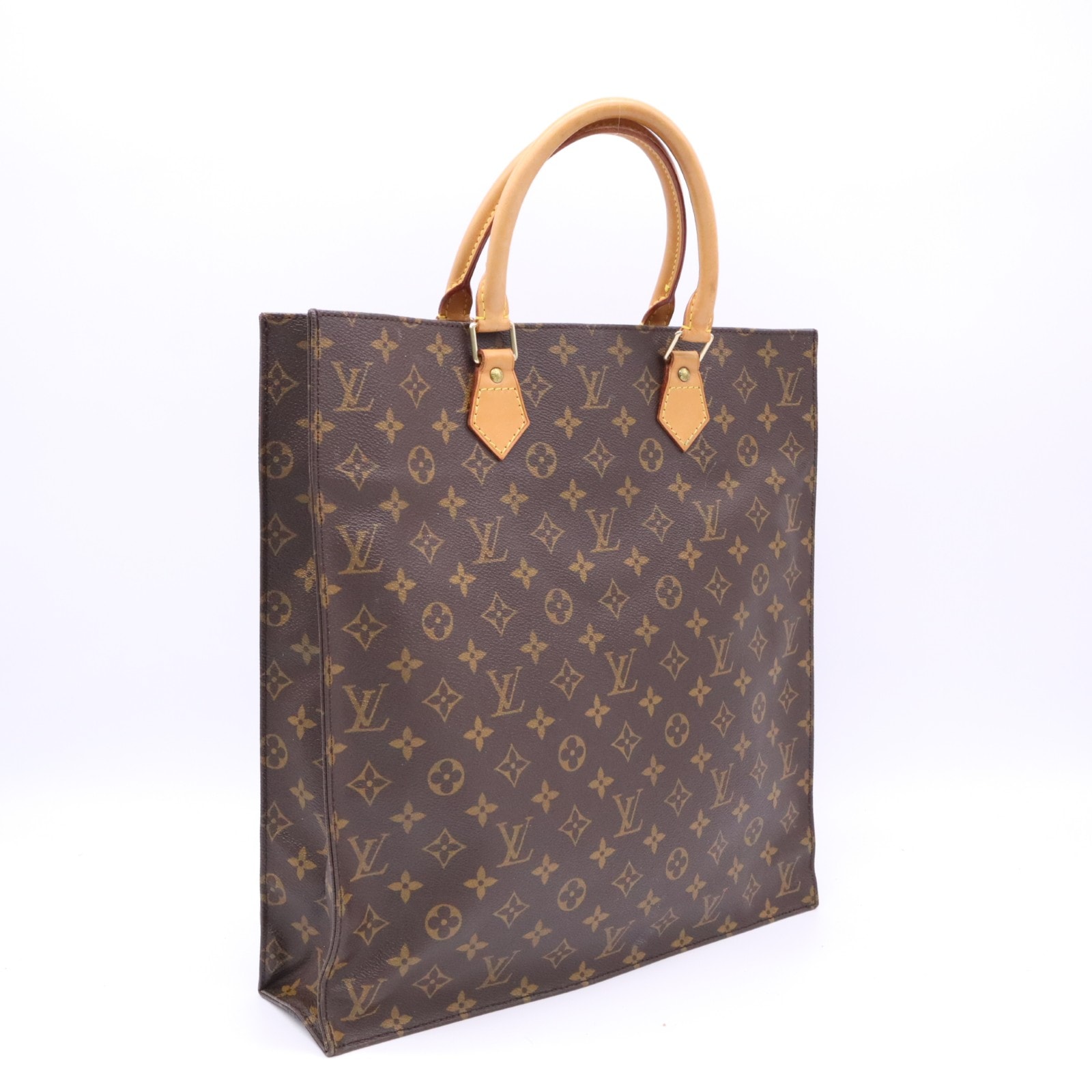 LOUIS VUITTON ルイ・ヴィトン モノグラム サック プラ M51140 ハンドバッグ ブラウン ベージュ コーティングキャンバス レザー レディース