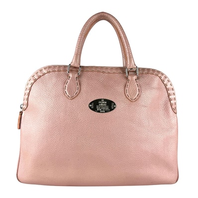 フェンディ FENDI ハンドバッグ レザー メタリックピンク レディース【中古】 z8849