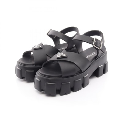 プラダ PRADA モノリス サンダル 靴 ラバー レディース ブラック系 【中古】