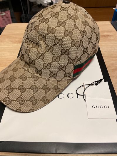 GUCCI Original GG Canvas Baseball Hat With Web "Beige/Ebony"