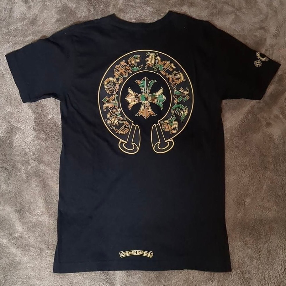 Chrome Hearts Horseshoe 3 CEM CRS Pocket T-Shirt Camouflage "Black/Gold"