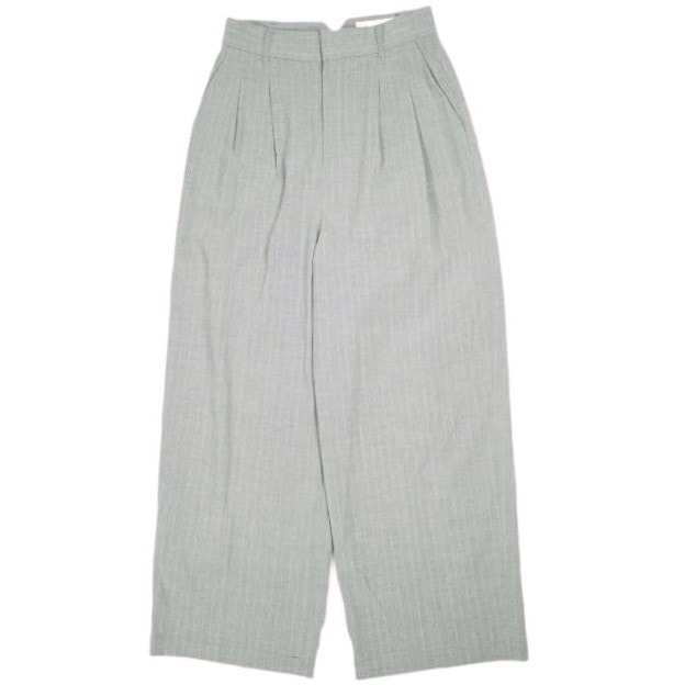 新品 Ray BEAMS レイビームス 23SS ピンストライプワイドパンツ 61-23-0136-513 0 ライトグレー パンツ 2プリーツ スラックス ボトムス g25405