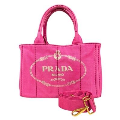 プラダ カナパトートSS ショルダーバッグ キャンバス 1BG439 ピンク レディース PRADA 中古