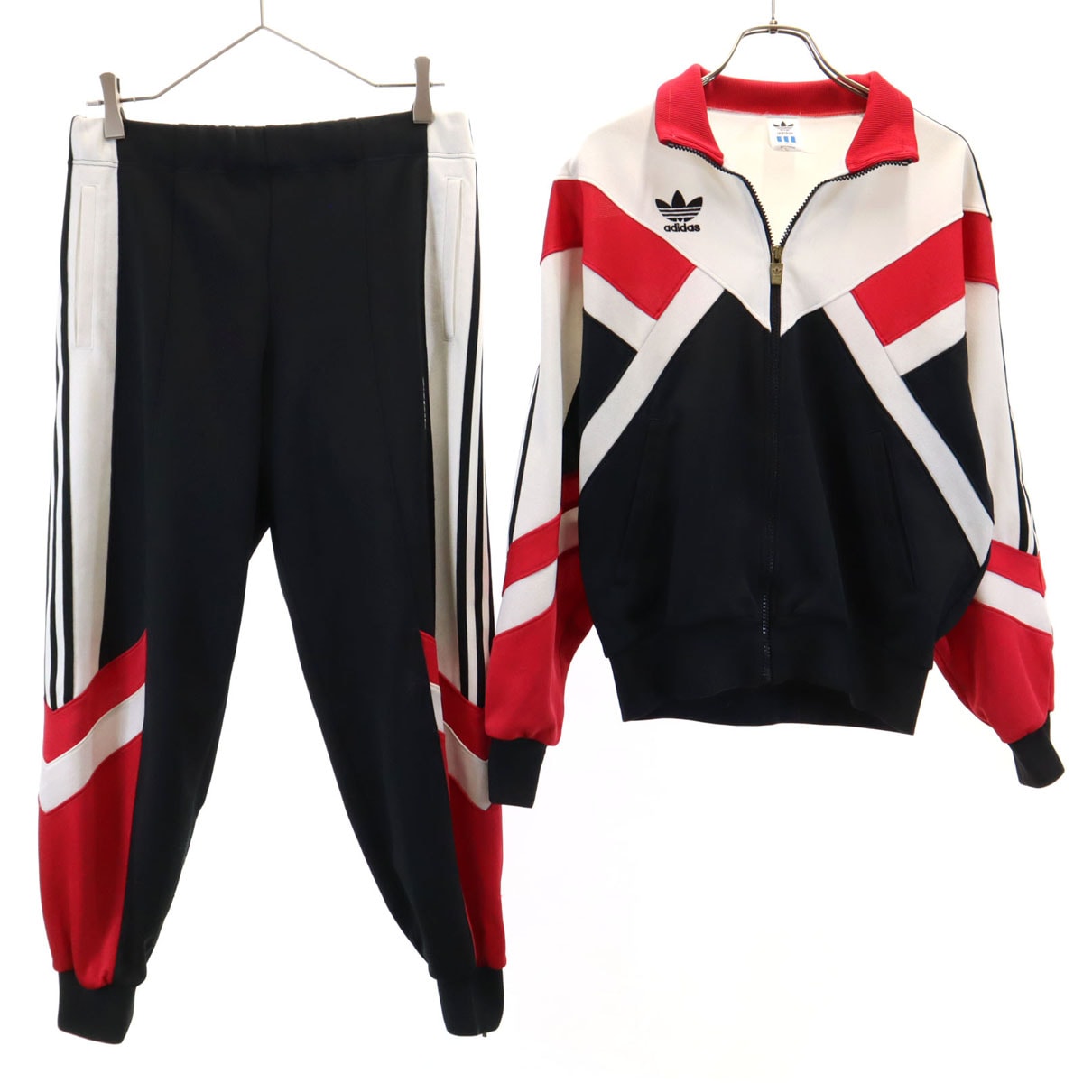 adidas アディダス 80s ヴィンテージ トラックジャケット 上下セットアップ M ブラック系