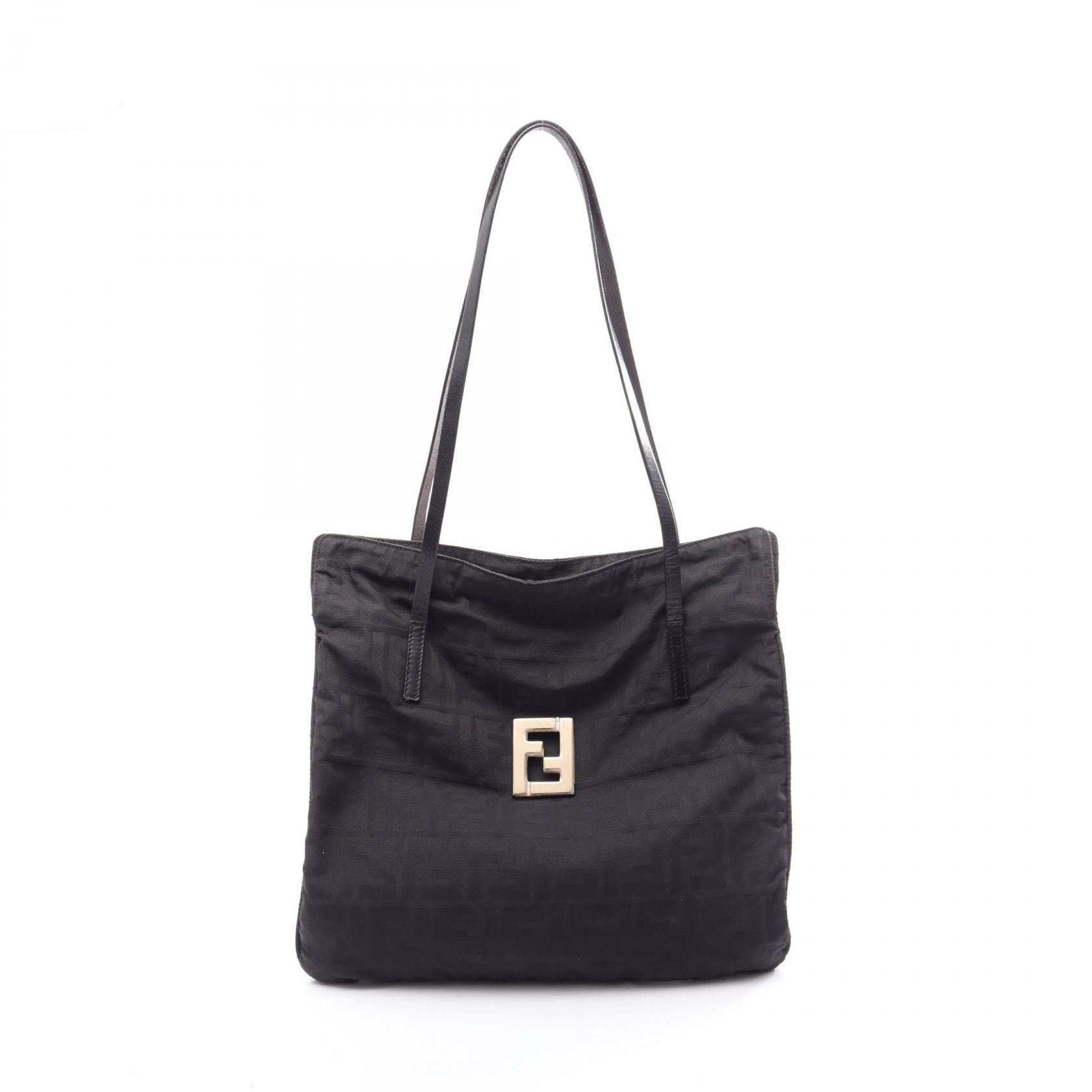 フェンディ FENDI ズッカ トートバッグ トートバッグ バッグ ナイロン レザー レディース ブラック系 【中古】