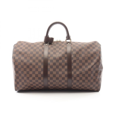 ルイ・ヴィトン LOUIS VUITTON キーポル50 ボストンバッグ バッグ PVCコーティングキャンバス レザー ダミエ エベヌ メンズ レディース ブラウン系 N41427 【中古】