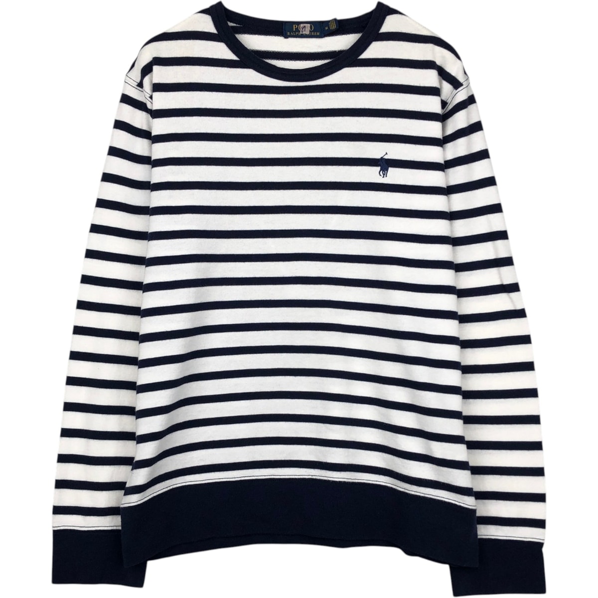 古着 ラルフローレン Ralph Lauren POLO RALPH LAUREN ボーダー柄 ワンポイントロゴスウェットシャツ トレーナー メンズM相当/eaa633994