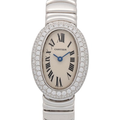 カルティエ CARTIER ミニベニュワール ダイヤベゼル 腕時計 時計 K18WG(ホワイトゴールド) ダイヤモンド レディース シルバー系 WB5095L2 【中古】