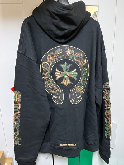 Chrome Hearts Camouflage Horseshoe Back Print Zip Hoodie "Black"