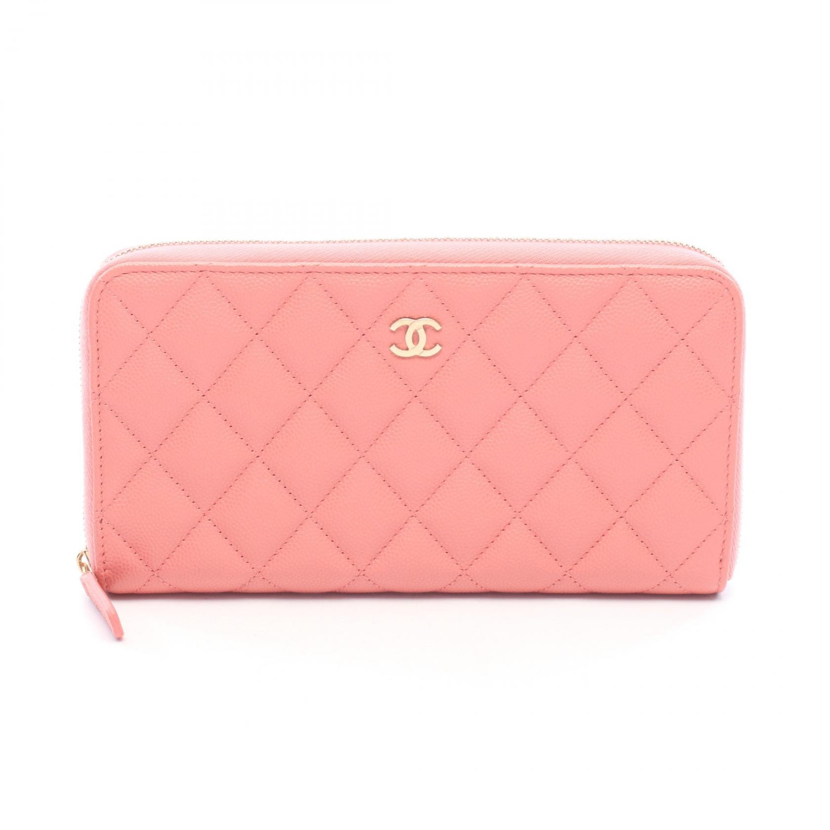 シャネル CHANEL マトラッセ ラウンド長財布 財布 キャビアスキン(グレインドカーフ) レディース ピンク系 A50097 【中古】