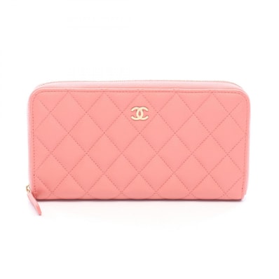 シャネル CHANEL マトラッセ ラウンド長財布 財布 キャビアスキン(グレインドカーフ) レディース ピンク系 A50097 【中古】