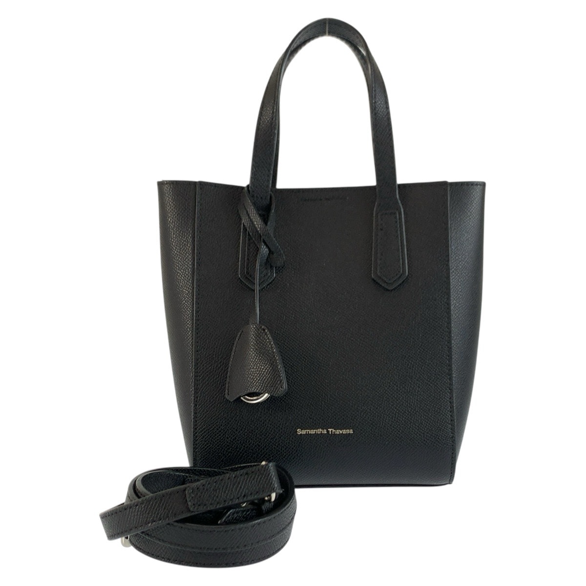 美品 Samantha Thavasa サマンサタバサ ブラック 黒 シルバー金具 レザー ミニトートバッグ ショルダーバッグ 2way 604757 【中古】