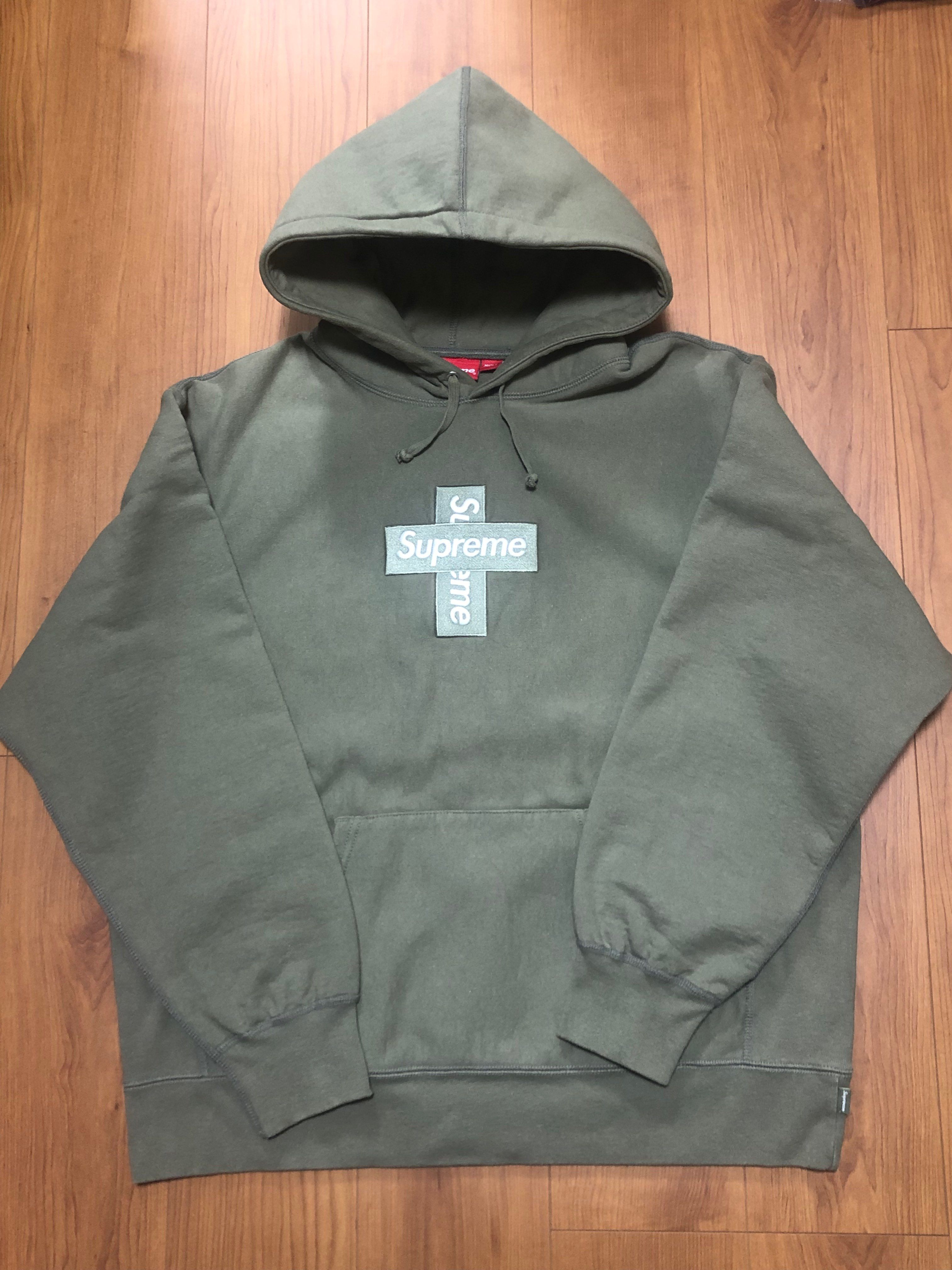 Supreme Cross Box Logo Hooded Sweatshirt "Light Olive"