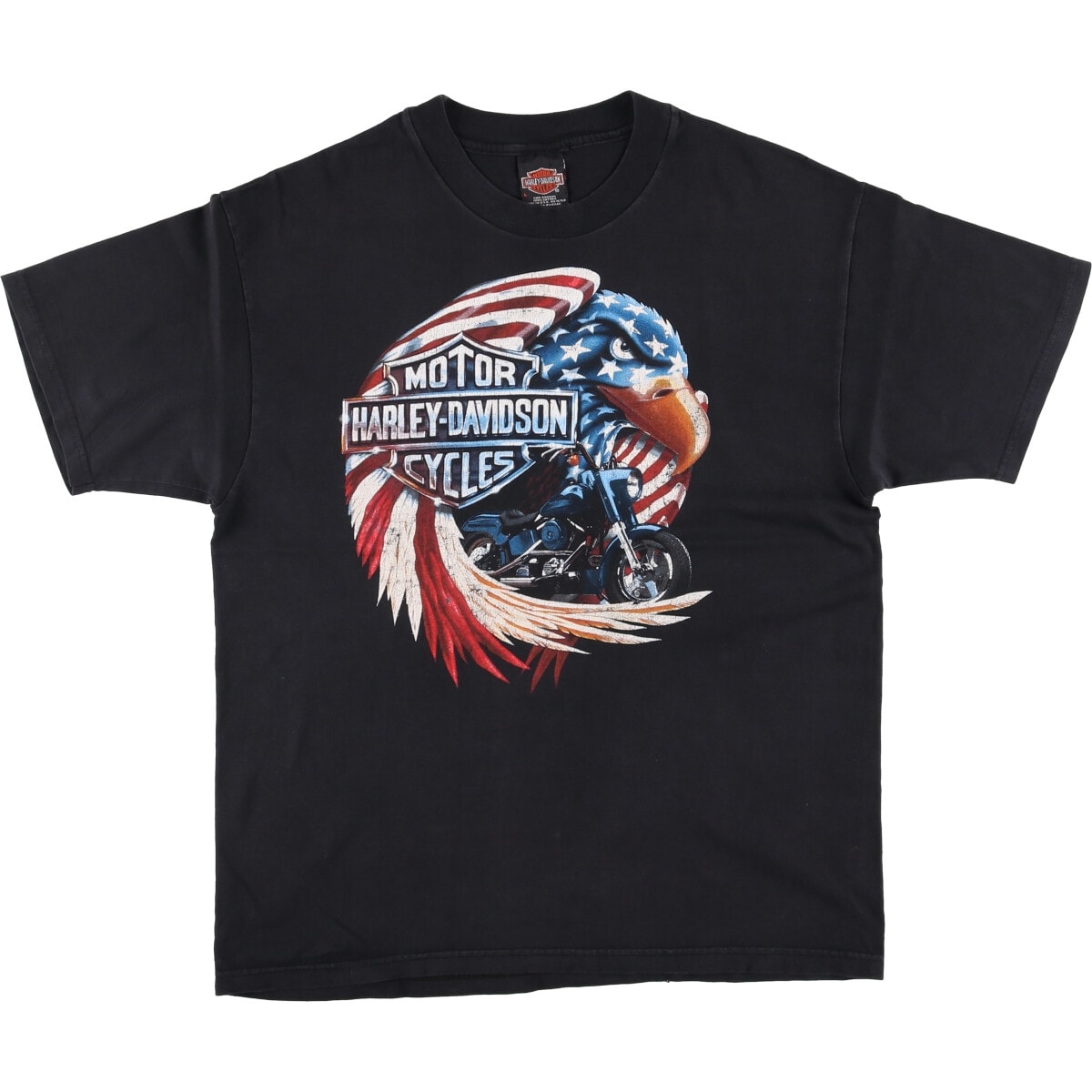 古着 Hanes BEEFY-T 青タグ Harley-Davidson 鷲柄 イーグル柄 モーターサイクル バイクTシャツ USA製 メンズL相当/evb030289