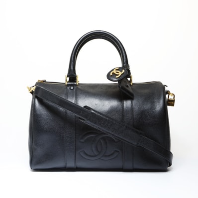 シャネル CHANEL 2番台 1993-1994 キャビアスキン ココマーク 2WAY ボストンバッグ【中古】