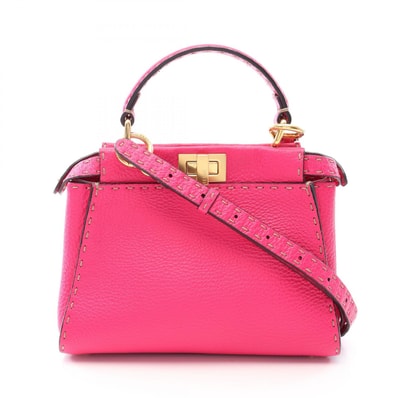 フェンディ FENDI ミニピーカブー 2WAY ハンドバッグ バッグ レザー レディース ピンク系 8BN244 【中古】