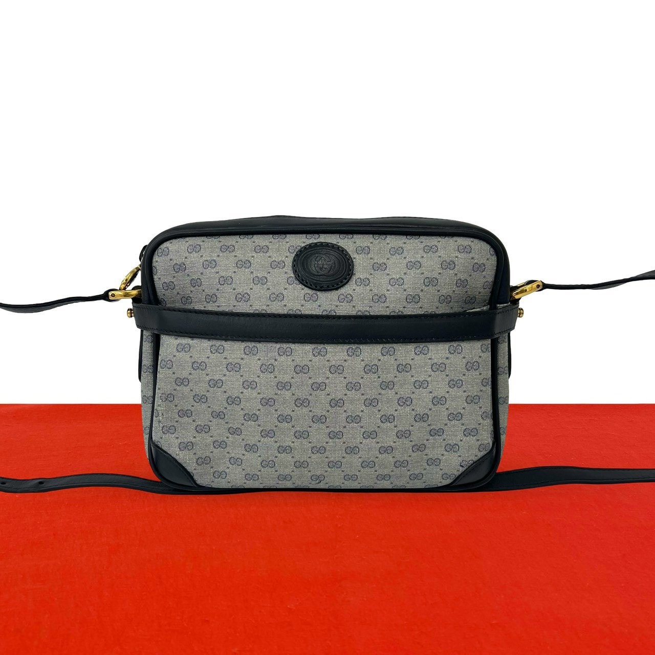GUCCI グッチ マイクロGG ロゴ レザー PVC ショルダーバッグ ネイビー
78-10
