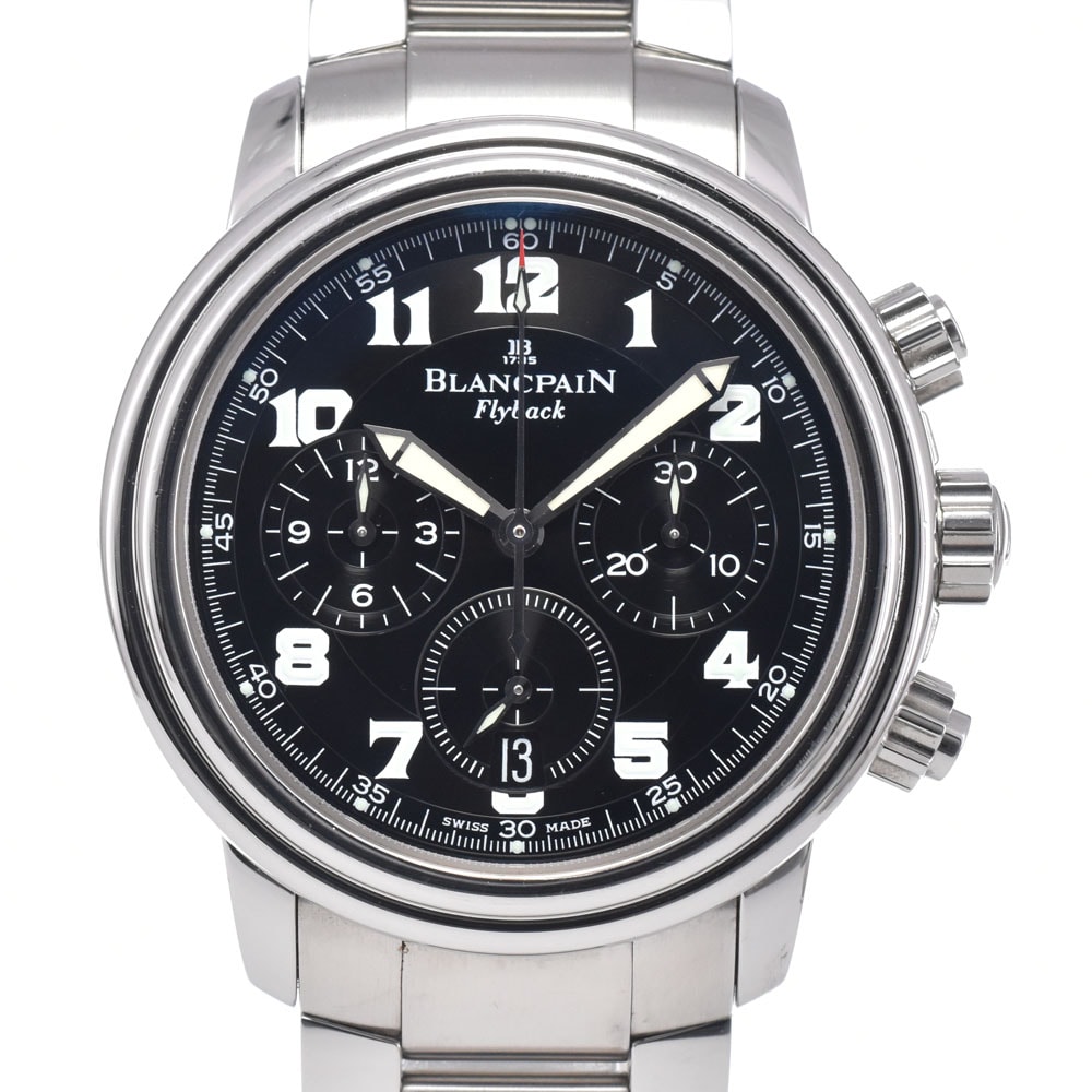 ブランパン Blancpain 2185F-1130-71 レマン フライバック クロノグラフ ブラック 自動巻き メンズ 美品 箱付き 腕時計 R#149301