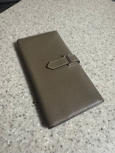 Hermes Bearn Soufflet Veau Madame "Etoupe/Silver"