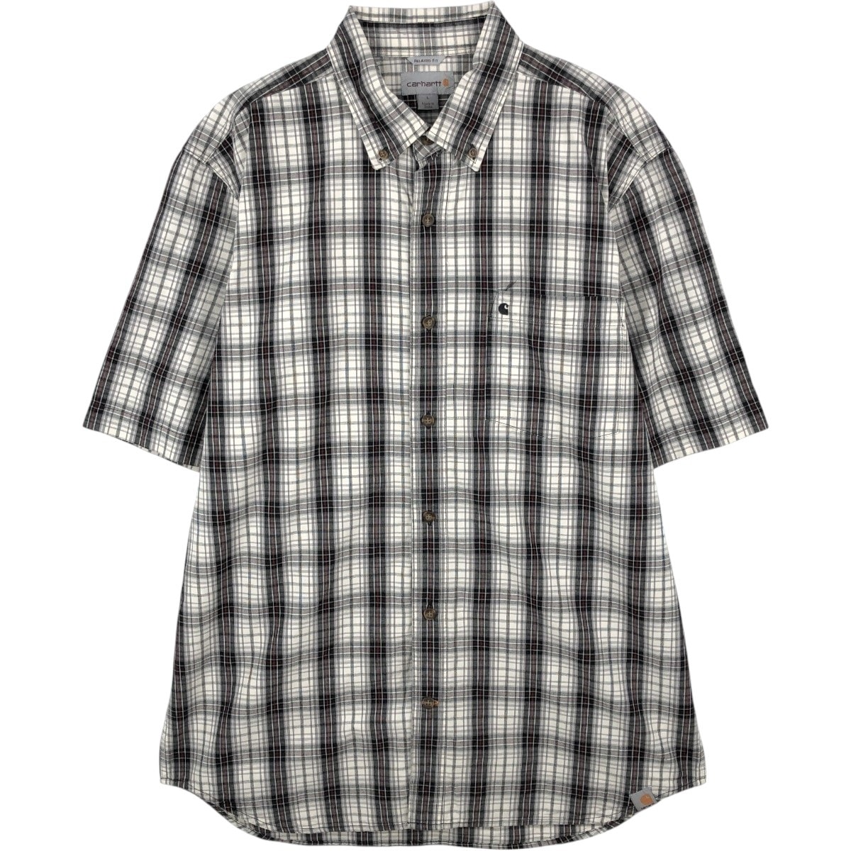 古着 カーハート Carhartt RELAXED FIT チェック柄 ボタンダウン 半袖 ワークシャツ メンズL相当/eaa663800