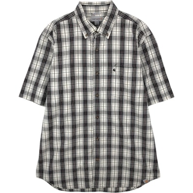 古着 カーハート Carhartt RELAXED FIT チェック柄 ボタンダウン 半袖 ワークシャツ メンズL相当/eaa663800